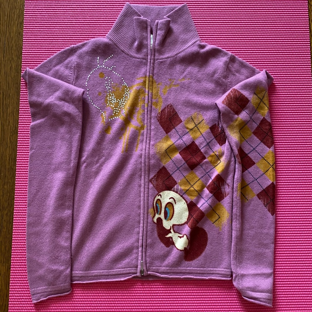 Limited edition Tweety 100% cashmere top/hoodie.